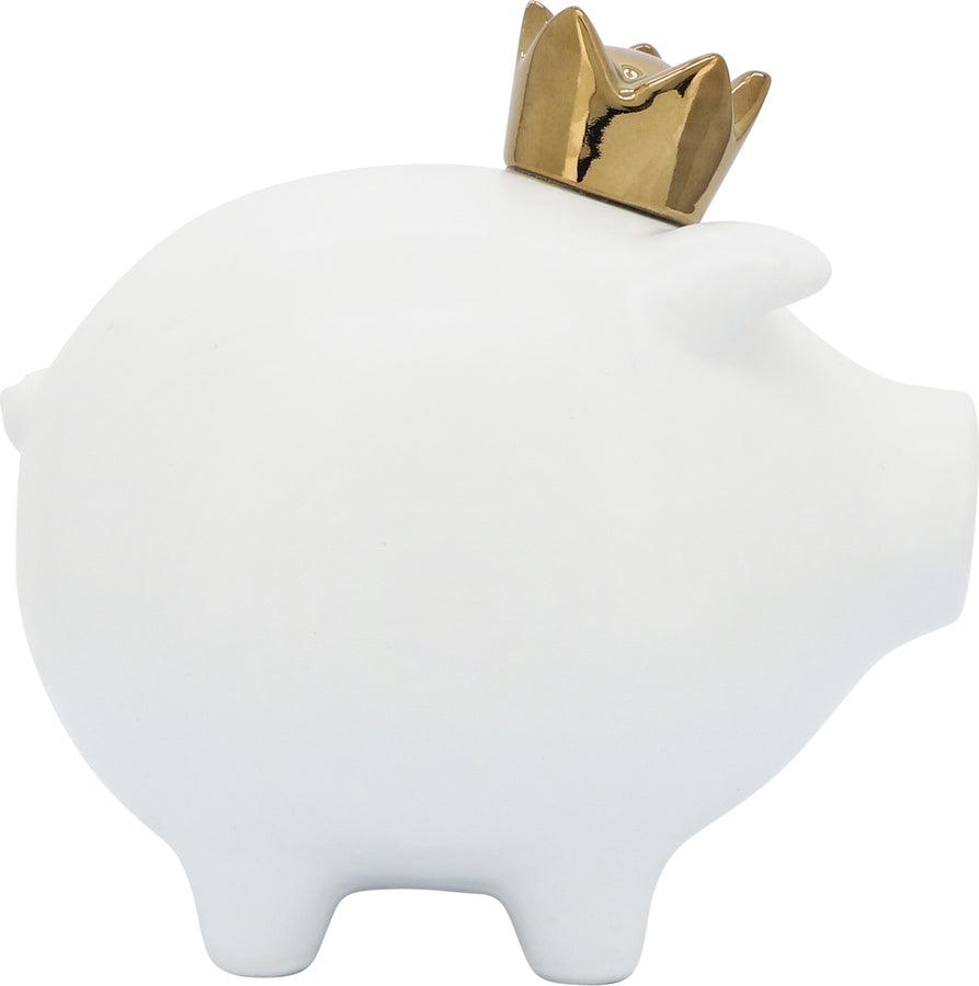 Sagebrook Home Decorative Objects - Ceramic 8" Pig With Crown White