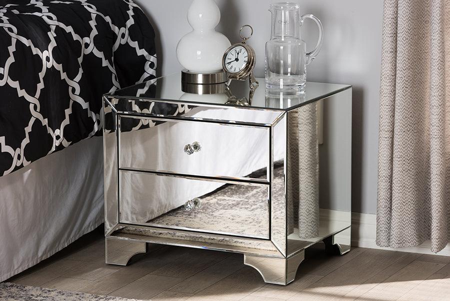Wholesale Interiors Nightstands & Side Tables - Farrah Nightstand Silver Mirrored