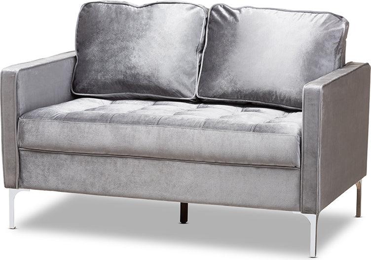 Wholesale Interiors Loveseats - Clara Velvet Loveseat Gray