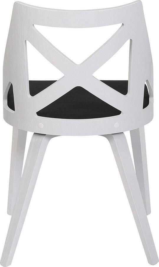 Lumisource Accent Chairs - Charlotte Farmhouse Chair In White Textured Wood & Charcoal Fabric (Set of 2)
