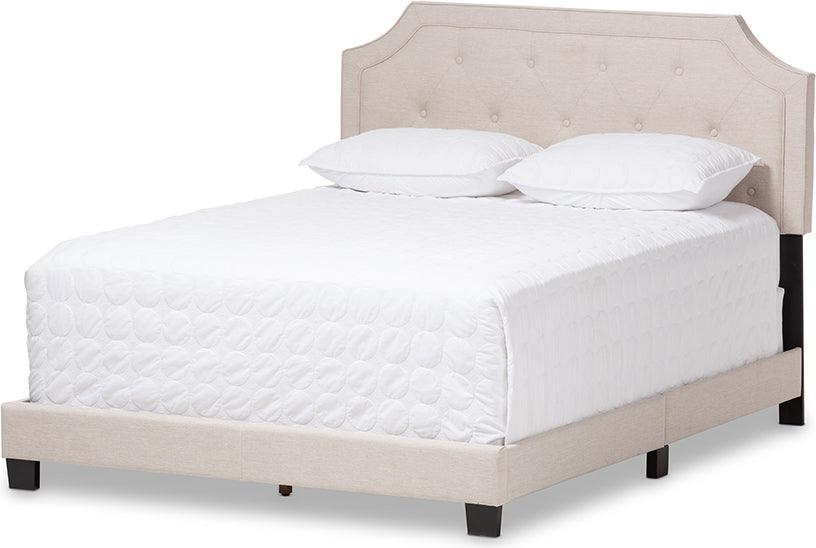 Wholesale Interiors Beds - Willis Modern And Contemporary Light Beige Fabric Upholstered Full Size Bed