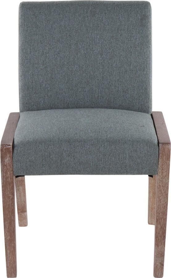 Lumisource Accent Chairs - Carmen Contemporary Chair In White Washed Wood & Teal Fabric (Set of 2)