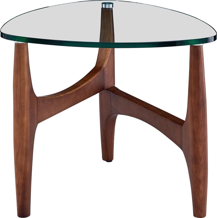 Euro Style Side & End Tables - Ledell 24" Side Table in Clear Glass and Walnut