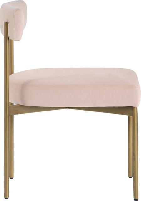 SUNPAN Dining Chairs - Seneca Dining Chair - Antique Brass - Velvet Blush (Set of 2)