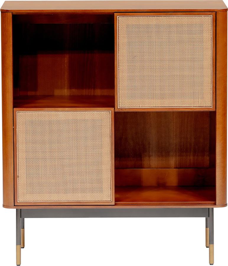 Euro Style Buffets & Cabinets - Miriam 33" Cabinet in Brown with Natural Wicker