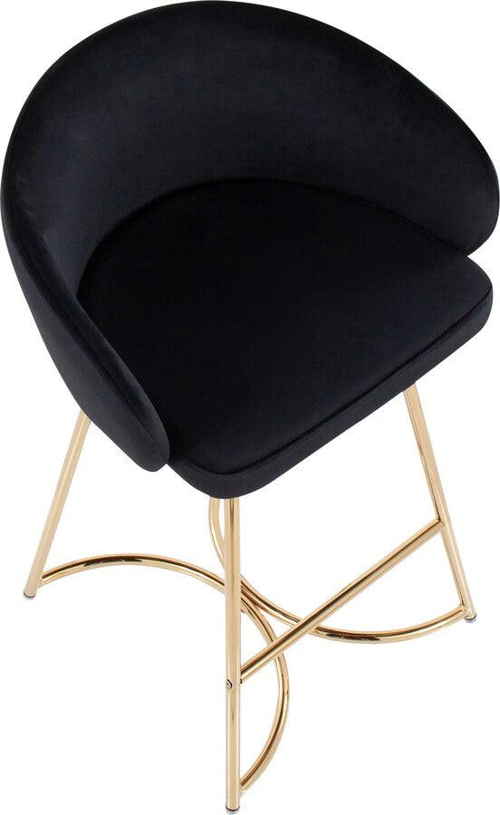 Lumisource Barstools - Cece /Glam Counter Stool In Gold Steel & Black Velvet (Set of 2)