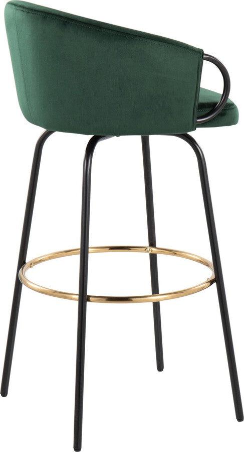 Lumisource Barstools - Claire /Glam Barstool In Black Metal & Emerald Green Velvet With Gold Metal Footrest (Set of 2)