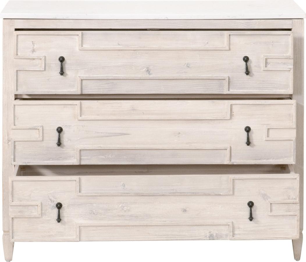 Essentials For Living Buffets & Cabinets - Emerie Entry Cabinet White Wash Pine, White Quartz