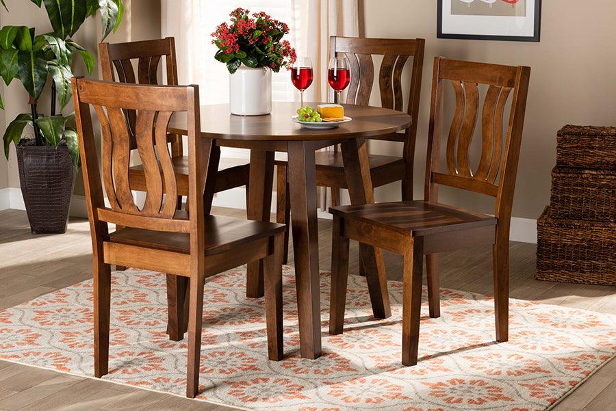 Wholesale Interiors Dining Sets - Anesa Walnut Brown Finished Wood 5-Piece Dining Set