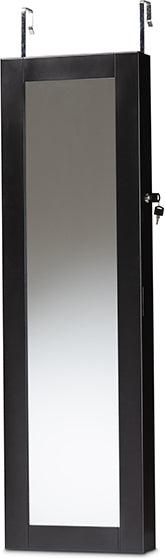 Wholesale Interiors Cabinets & Wardrobes - Richelle Modern and Contemporary Black Wood Hanging Jewelry Armoire with Mirror