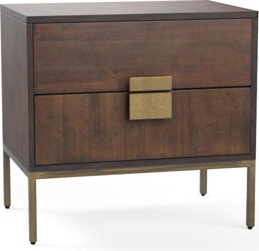 SUNPAN Nightstands & Side Tables - Jade Nightstand - Antique Brass - Dark Mango Brown