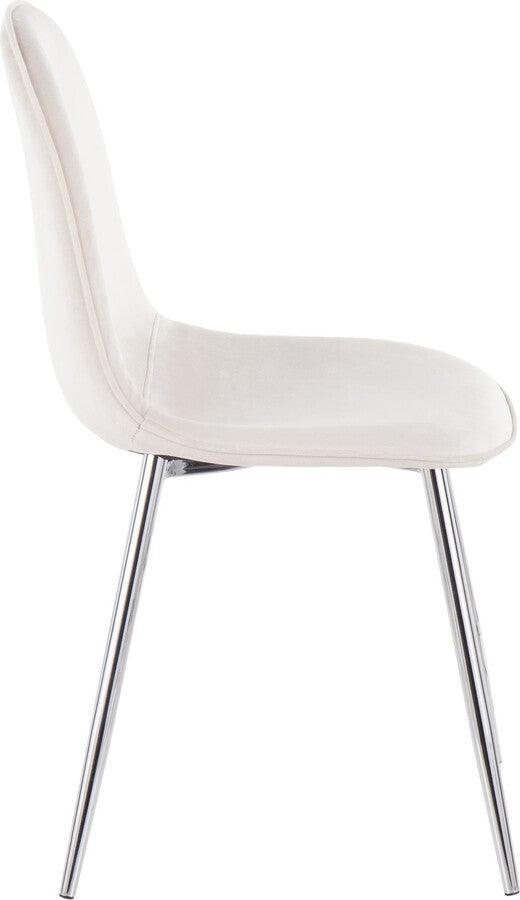 Lumisource Dining Chairs - Pebble Contemporary Chair in Chrome and Cream Velvet - Set of 2