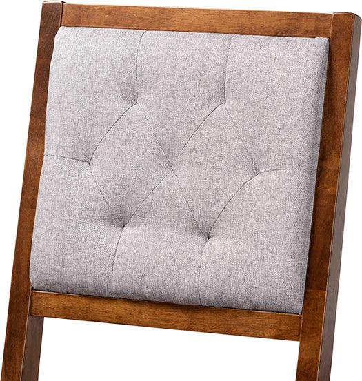 Wholesale Interiors Barstools - Gideon Contemporary Grey Fabric and Walnut Brown Wood 2-Piece Bar Stool Set