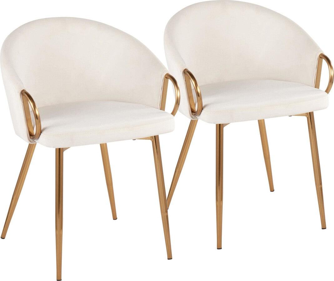 Lumisource Accent Chairs - Claire Contemporary/Glam Chair In Gold Metal & Cream Velvet (Set of 2)
