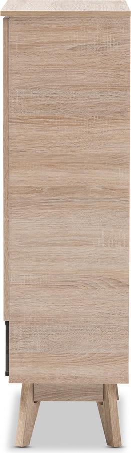 Wholesale Interiors Shoe Storage - Fella Mid-Century Modern Two-Tone Oak and Gray Wood Shoe Cabinet