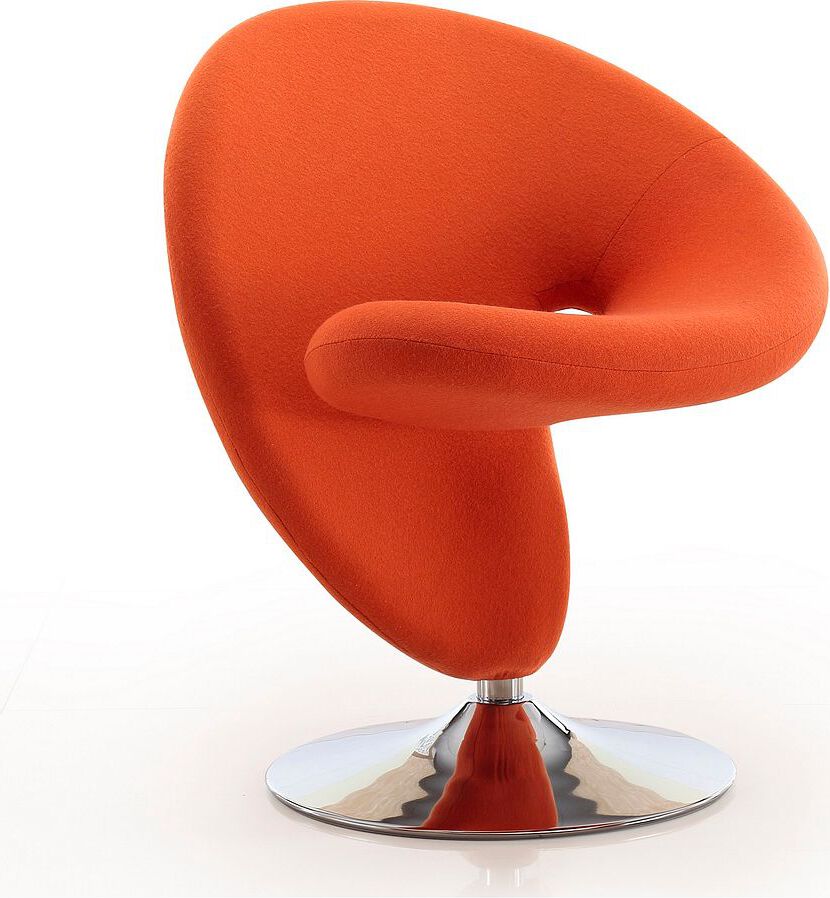 Manhattan Comfort Accent Chairs - Curl Orange & Polished Chrome Wool Blend Swivel Accent Chair (Set of 2)