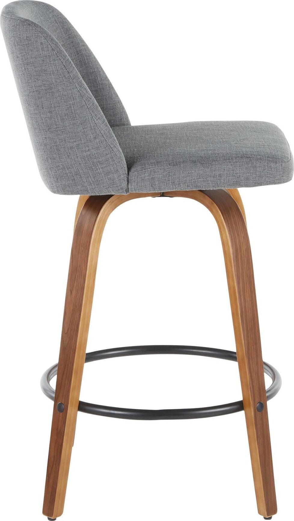 Lumisource Barstools - Toriano Counter Stool Walnut & Gray (Set of 2)