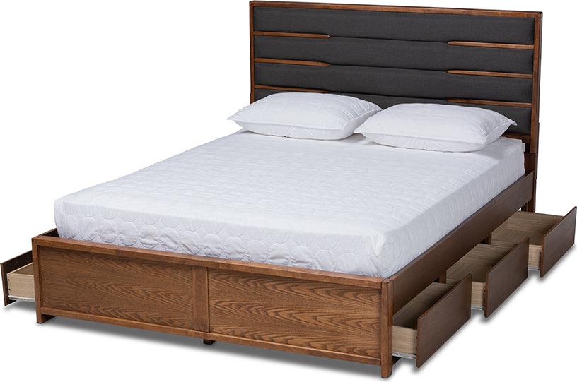 Wholesale Interiors Beds - Elin Queen Storage Bed Dark Gray & Walnut
