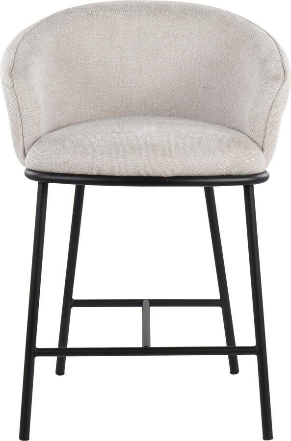 Lumisource Barstools - Ashland Counter Stool In Black Steel & Cream Fabric (Set of 2)