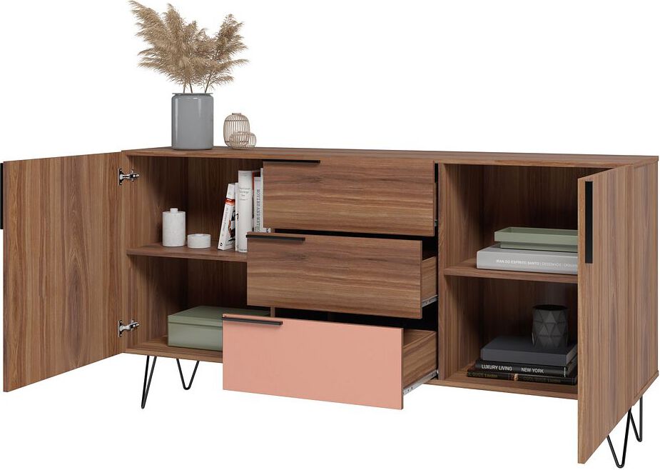 Manhattan Comfort Buffets & Cabinets - Beekman 62.99 Sideboard in Brown and Pink