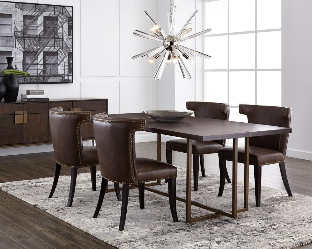 SUNPAN Dining Tables - Jade Dining Table - Antique Brass - Dark Mango - 79" Brown