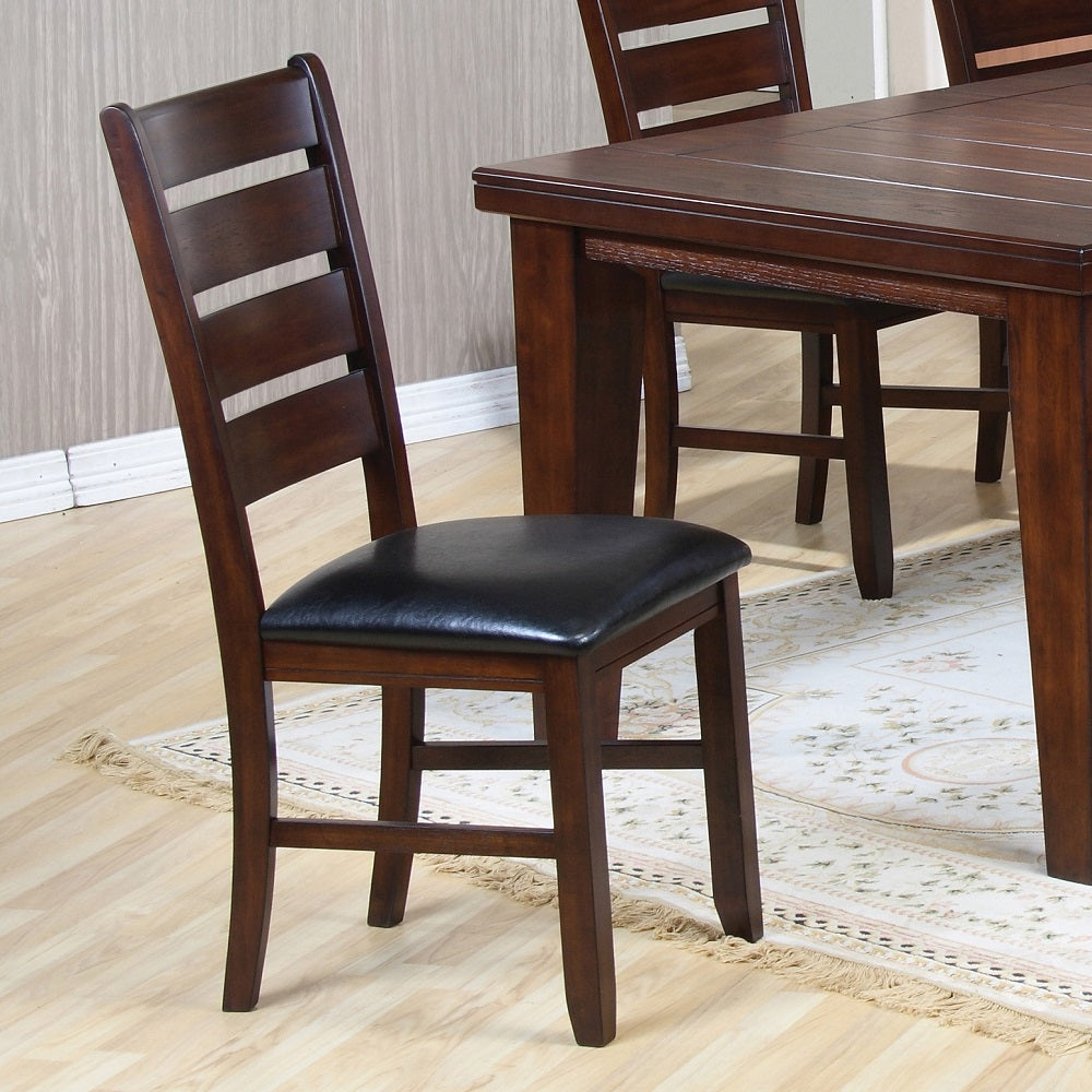 ACME Dining Chairs - ACME Urbana Side Chair (Set-2), Black PU & Cherry