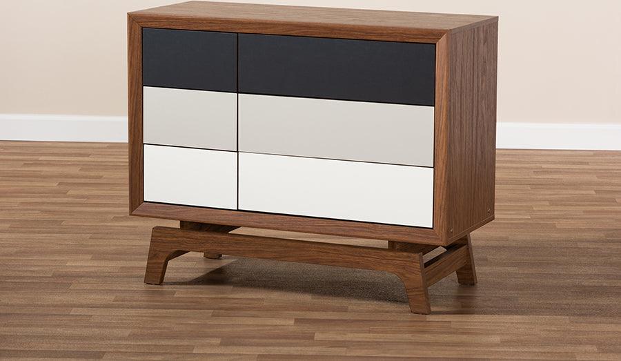 Wholesale Interiors Chest of Drawers - Svante Mid-Century Modern Multicolor Finished Wood 6-Drawer Chest