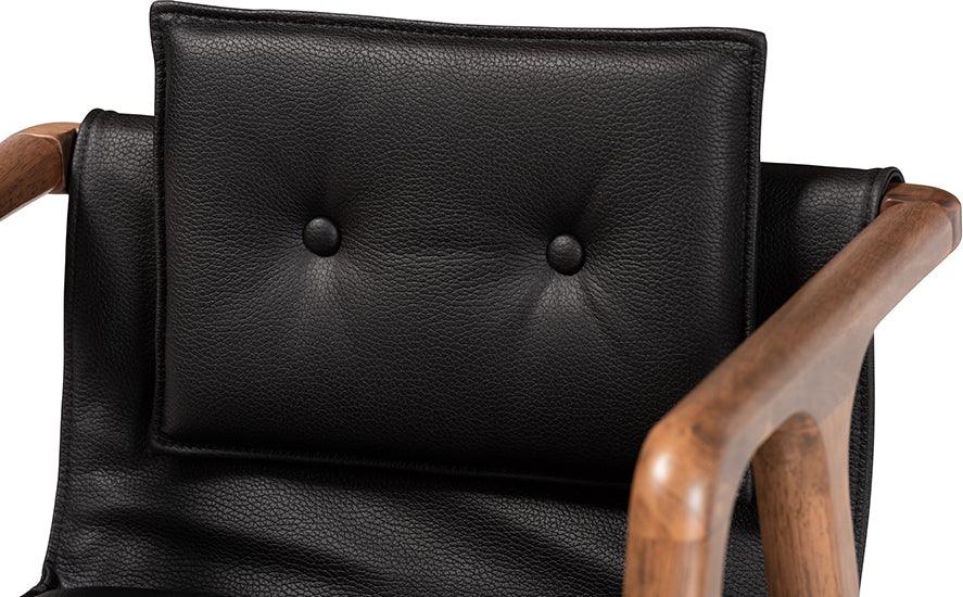 Wholesale Interiors Dining Chairs - Marcena Black Imitation Leather and Walnut Brown Finished Wood 2-Piece Dining Chair Set