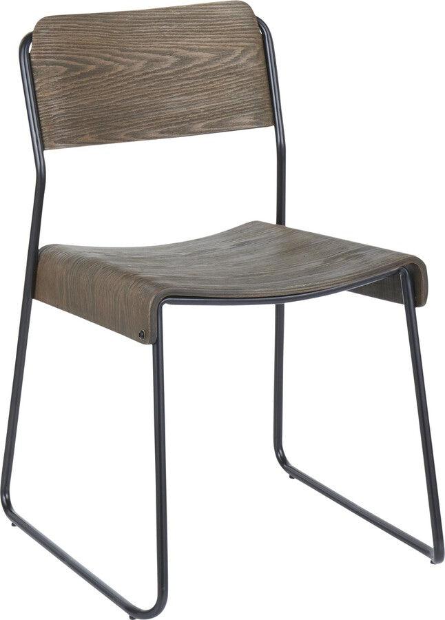 Lumisource Living Room Sets - Dali Industrial Chair 30" Black Metal & Espresso Wood (Set of 2)