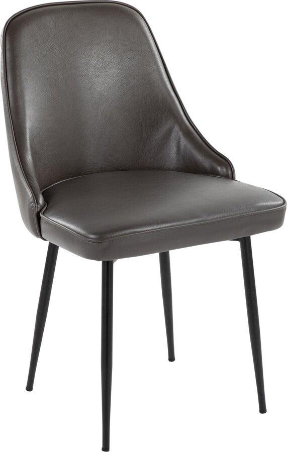 Lumisource Dining Chairs - Marcel Contemporary Dining Chair With Black Frame & Grey Faux Leather (Set of 2)