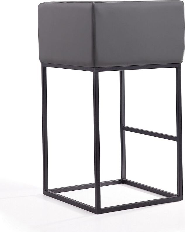 Manhattan Comfort Barstools - Embassy 38 in. Grey and Black Metal Barstool (Set of 3)