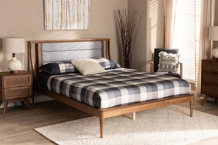 Wholesale Interiors Beds - Regis Queen Size Platform Bed Light Gray & Walnut Brown