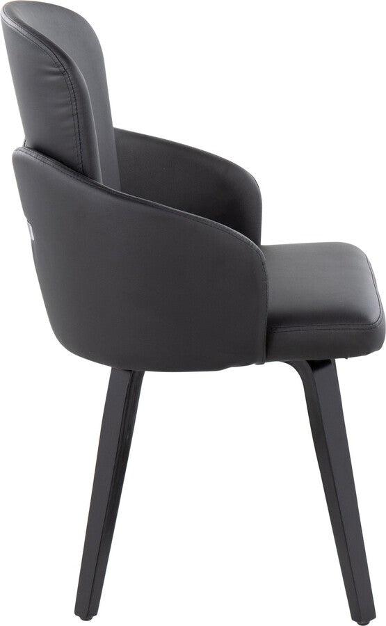 Lumisource Dining Chairs - Dahlia Contemporary Dining Chair In Black Wood & Black Faux Leather With Chrome Accent (Set of 2)