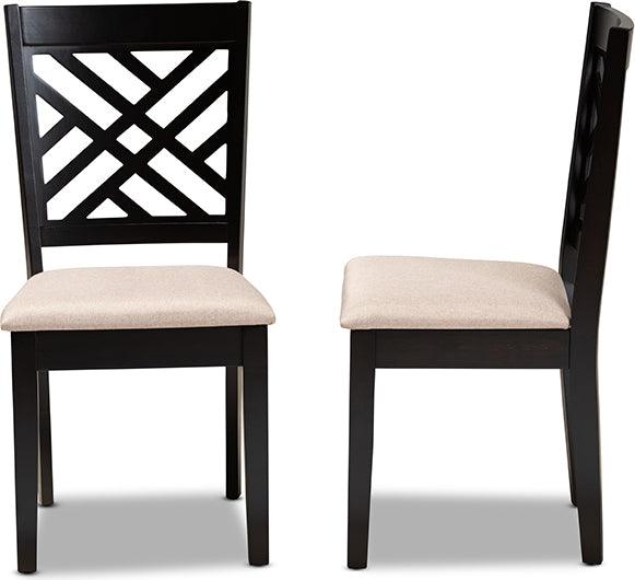Wholesale Interiors Dining Chairs - Caron Sand Fabric Upholstered Espresso Brown Finished Wood 2-Piece Dining Chair Set Set
