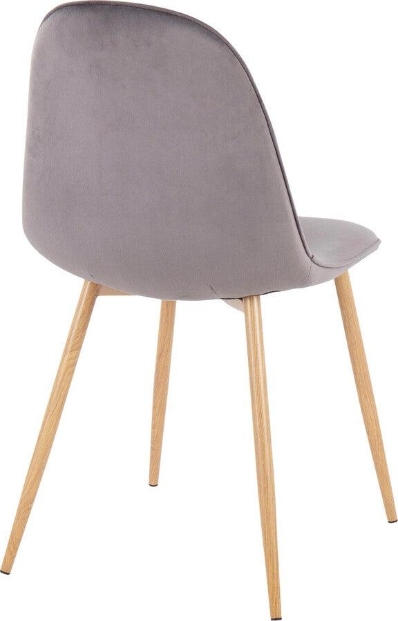 Lumisource Accent Chairs - Pebble Contemporary Chair In Natural Wood Metal & Grey Velvet (Set of 2)