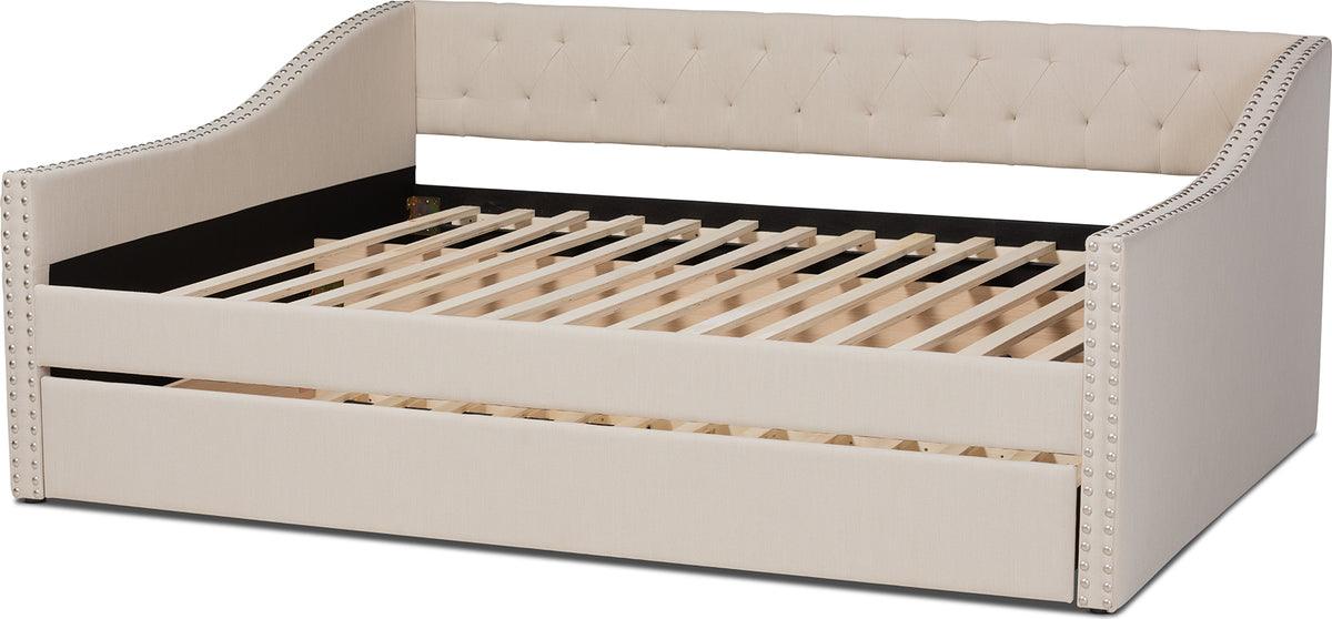 Wholesale Interiors Daybeds - Haylie Beige Full Size Daybed with Roll-Out Trundle Bed