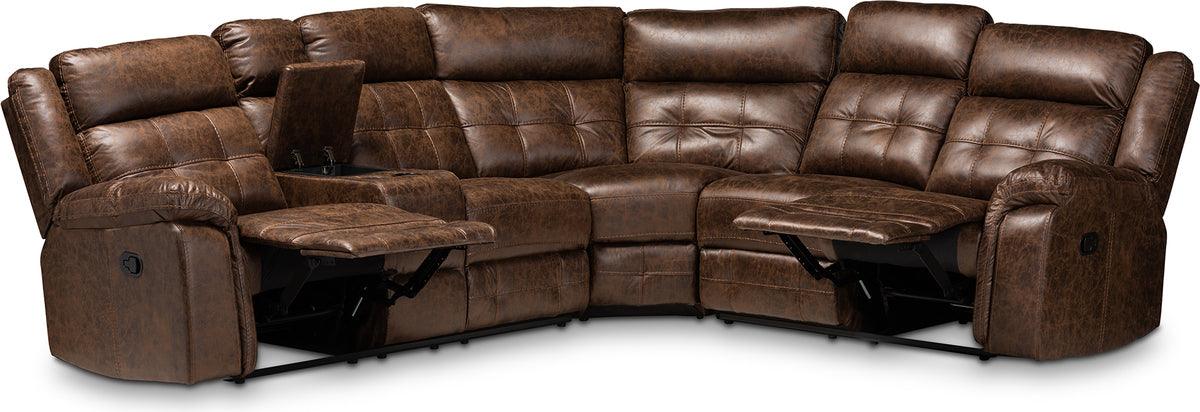 Wholesale Interiors Sectional Sofas - Vesa Brown 6-Piece Sectional Recliner Sofa with 2 Reclining Seats
