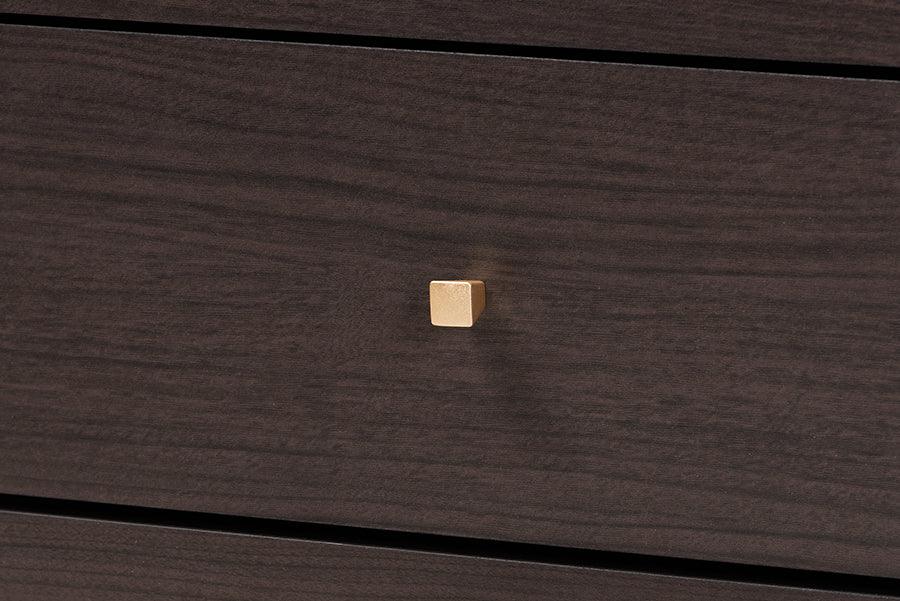 Wholesale Interiors Bedroom Sets - Cormac Dark Brown Finished Wood and Gold Metal 3-Piece Storage Set