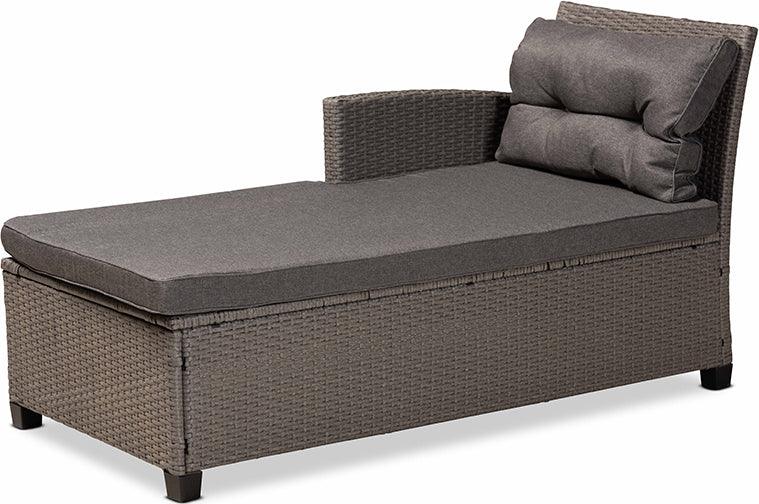 Wholesale Interiors Outdoor Conversation Sets - Darian Contemporary Grey Fabric and Grey Synthetic Rattan 4-Piece Patio Set