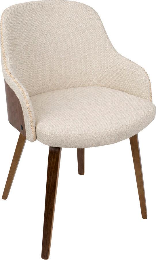 Lumisource Dining Chairs - Bacci Mid-Century Modern Dining/ Accent Chair in Walnut Wood and Cream Fabric