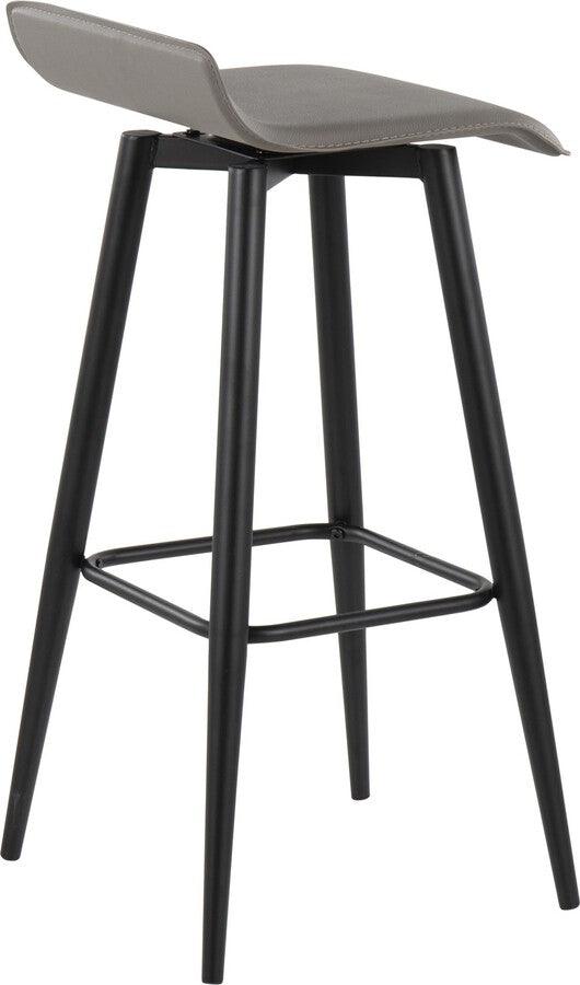 Lumisource Barstools - Ale Bar Stool In Black Steel & Grey Faux Leather (Set of 2)
