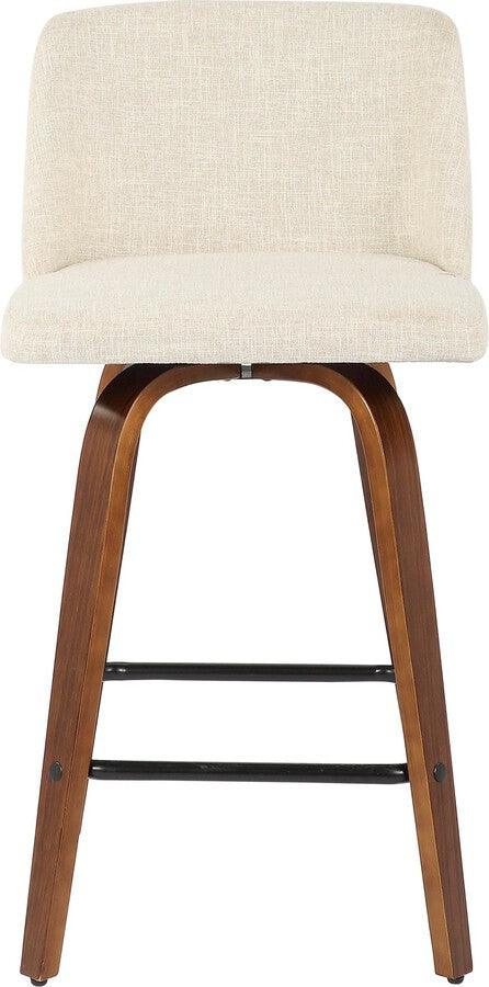 Lumisource Barstools - Toriano Counter Stool in Walnut and Cream - Set of 2