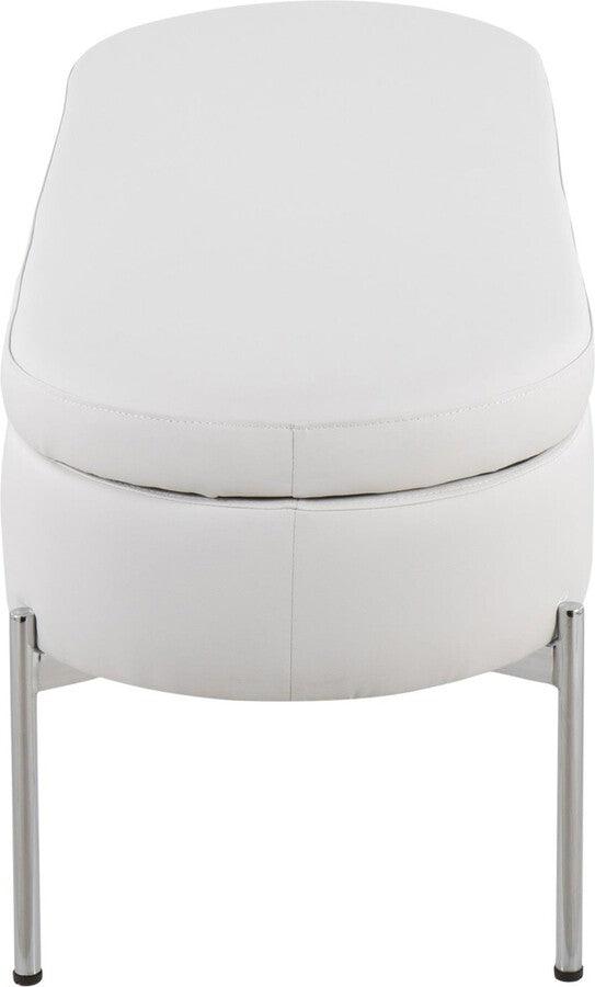 Lumisource Benches - Chloe Contemporary/Glam Storage Bench In Chrome Metal & White Faux Leather