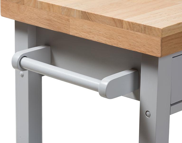 Wholesale Interiors Kitchen & Bar Carts - Hayward Coastal and Farmhouse Light Grey Wood Kitchen Cart
