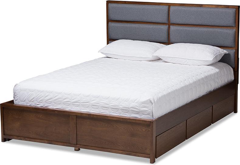Wholesale Interiors Beds - Macey King Storage Bed Gray & Walnut Brown