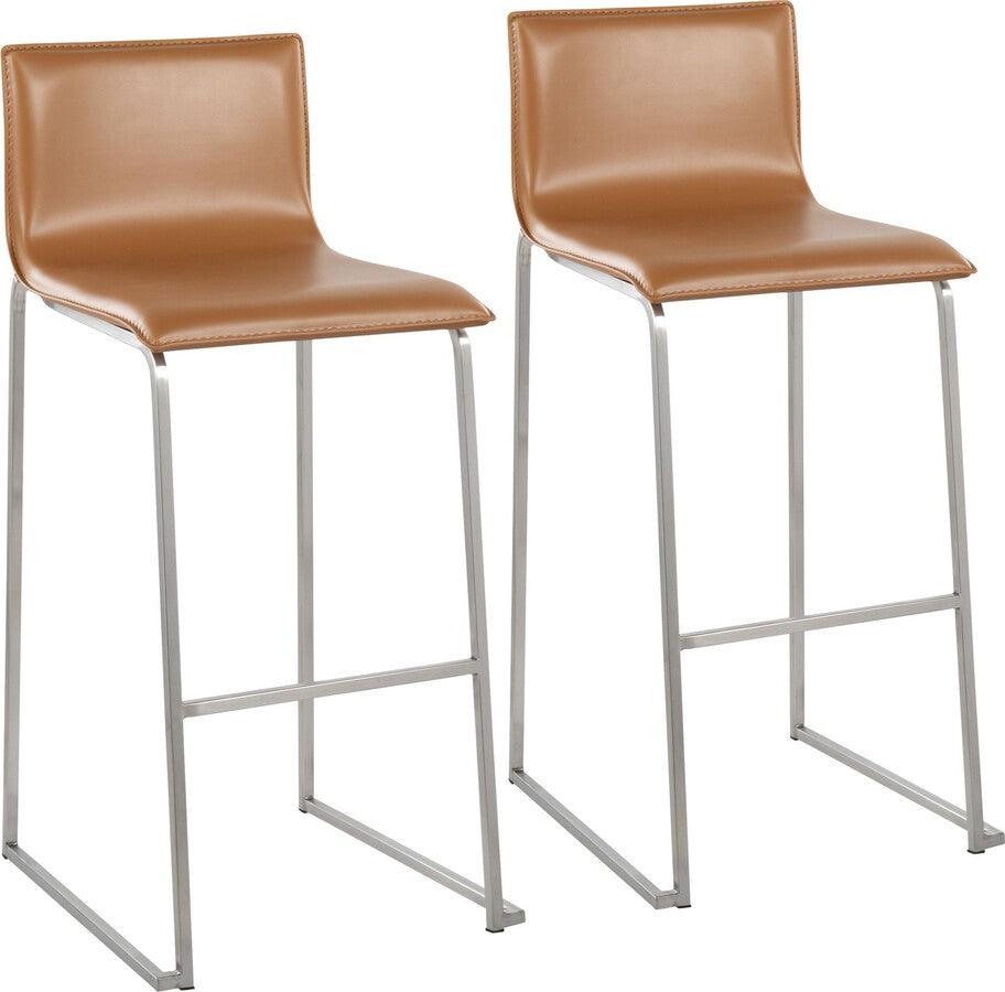 Lumisource Barstools - Mara Barstool In Stainless Steel & Camel Faux Leather (Set of 2)