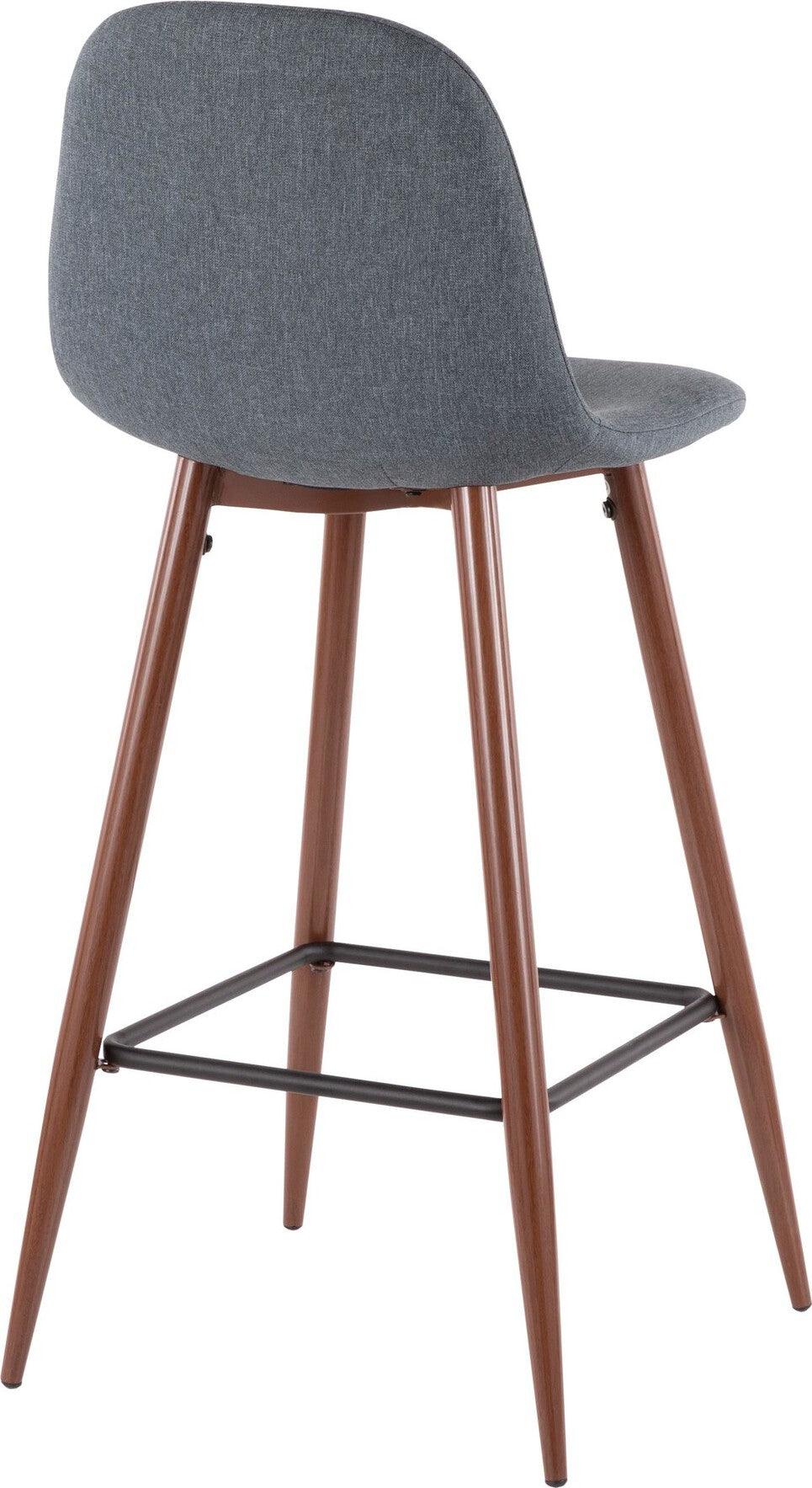 Lumisource Barstools - Pebble Barstool Walnut & Blue (Set of 2)