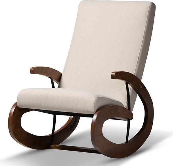 Wholesale Interiors Rocking Chairs - Kaira Light Beige Fabric Upholstered And Walnut-Finished Wood Rocking Chair