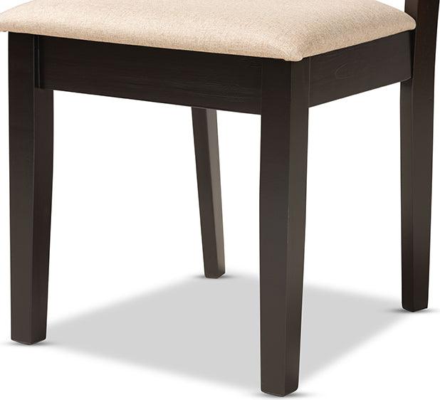 Wholesale Interiors Dining Chairs - Nicolette Sand Fabric Upholstered and Dark Brown Finished Wood 2-Piece Dining Chair Set