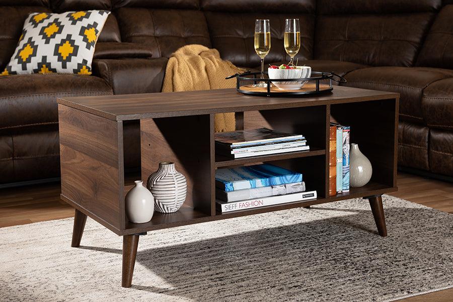 Wholesale Interiors Coffee Tables - Linas Mid-Century Modern Walnut Finished Coffee Table
